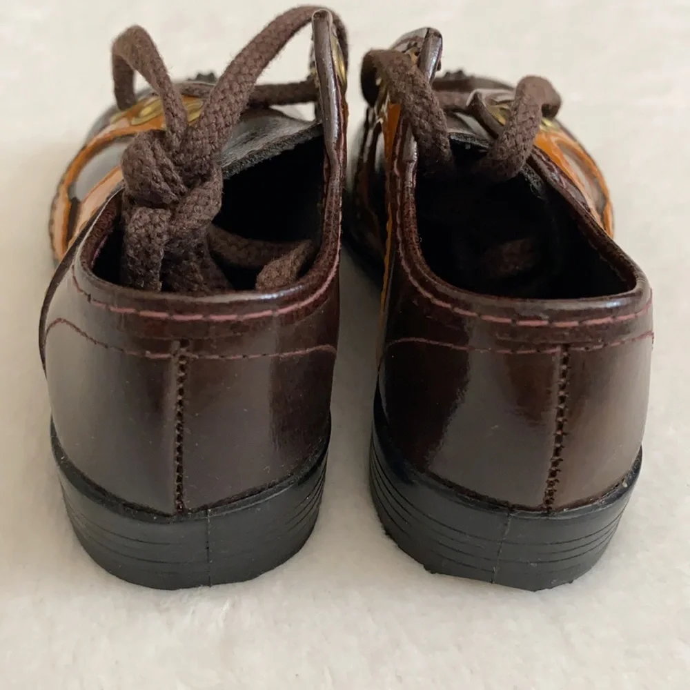 Vintage | Toddler Saddle Shoes Brown Oxfords Crown Heel Made in USA Retro (5)